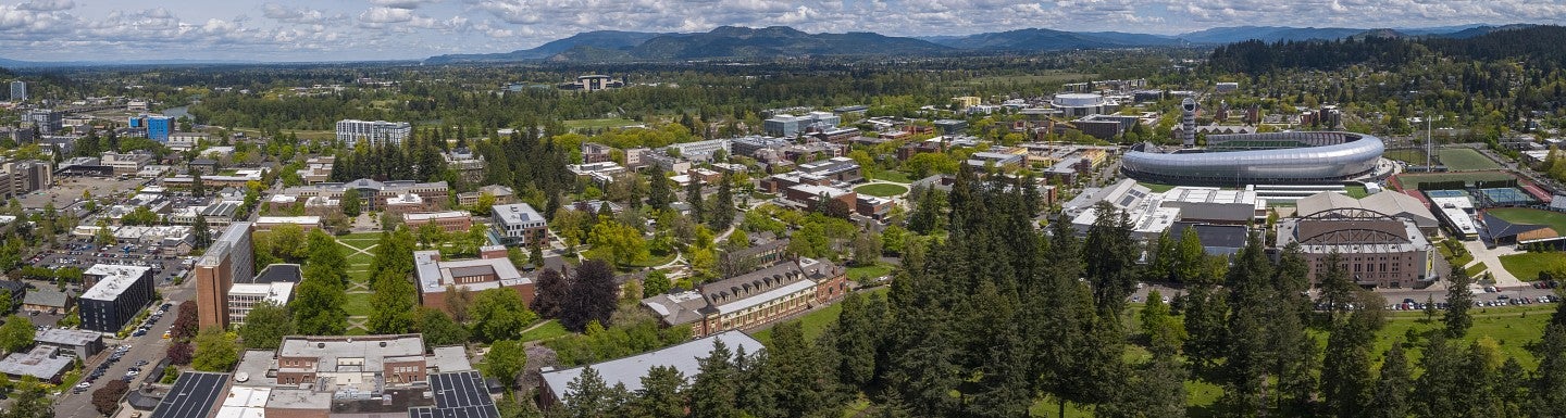 aerial view of Eugene UO campus