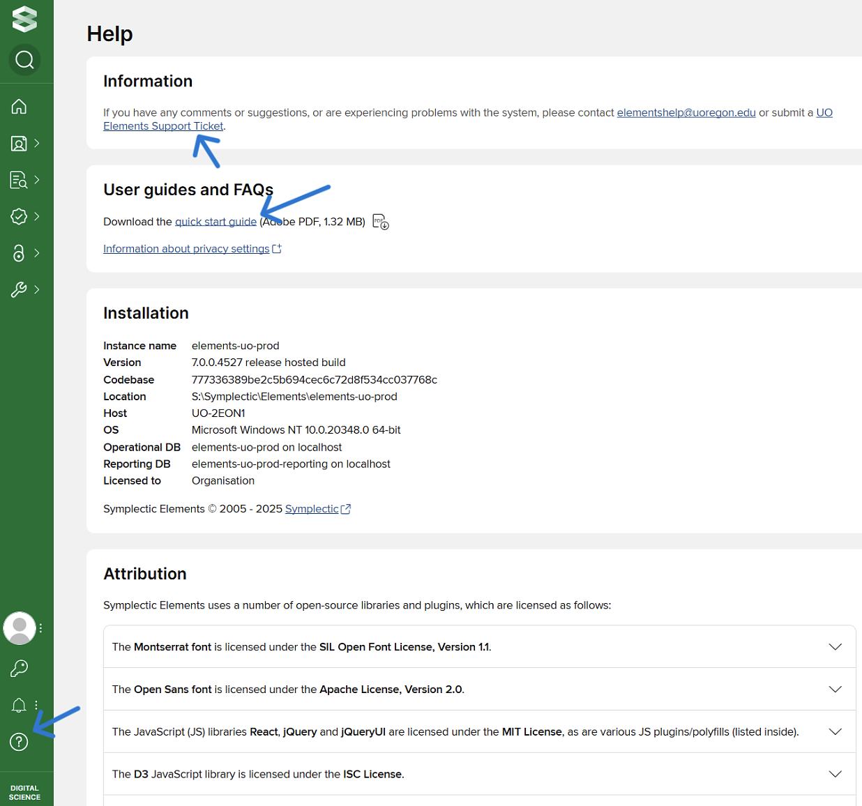screenshot of Elements help page