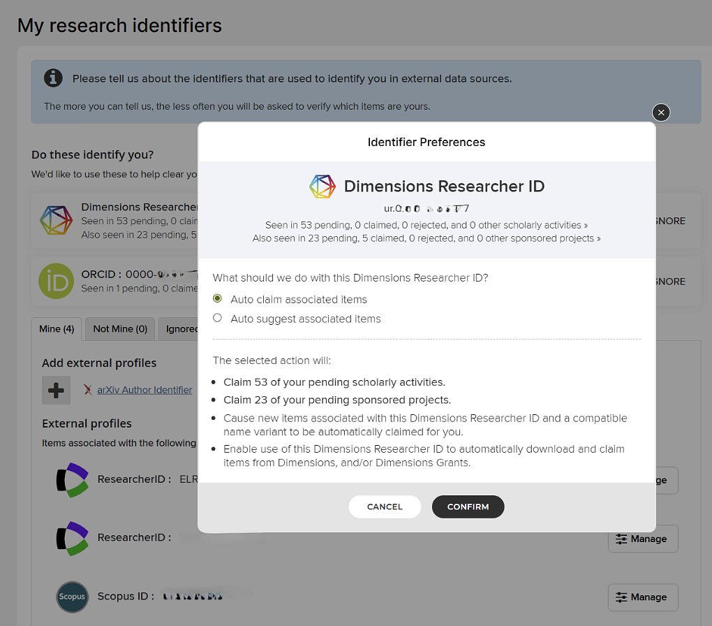 screenshot of Elements Identifier Preferences