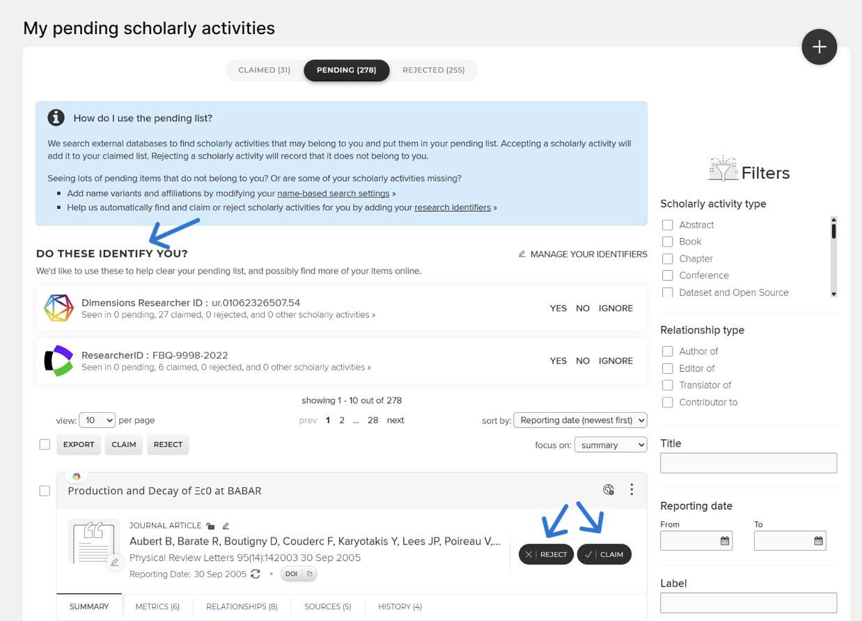 Screenshot of Elements pending activities