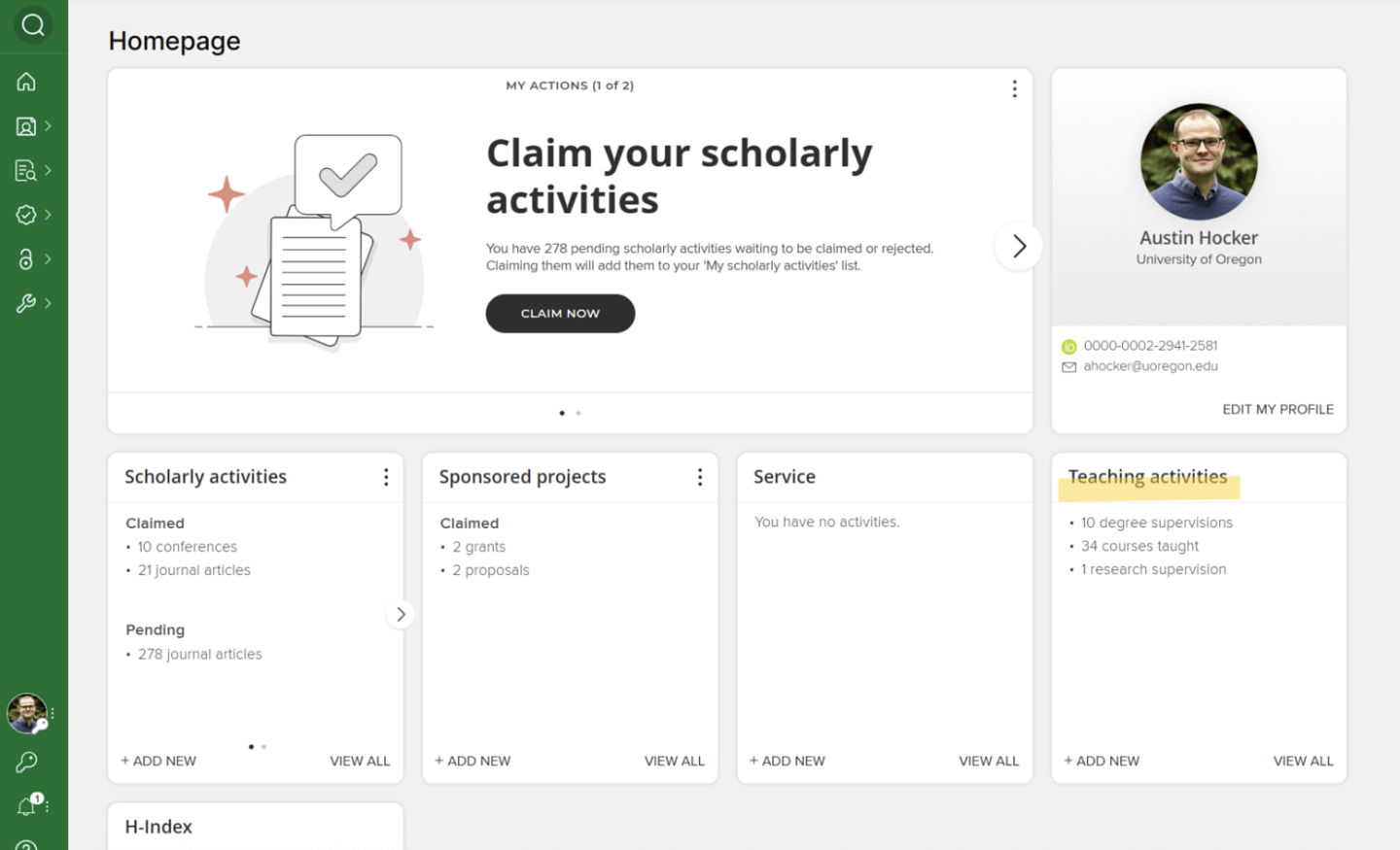 Screenshot of Elements teaching activities