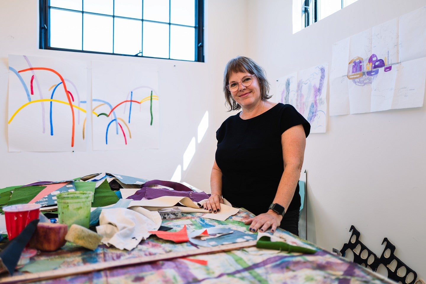 Amanda Wojick in her art studio at UO Northsite