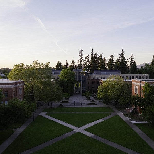 aerial view looking toward lillis hall