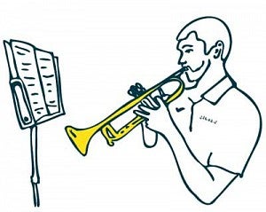 Drawing of Student Playing Trumpet